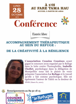 Accompagnement thérapeutique au sein du Refuge : de la créativité à la résilience, Tahiti, octobre 2019